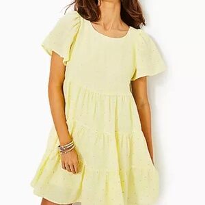 Lilly Pulitzer Jocelyn Linen You Drive Me Daisy Floral Embroidered Dress Size M